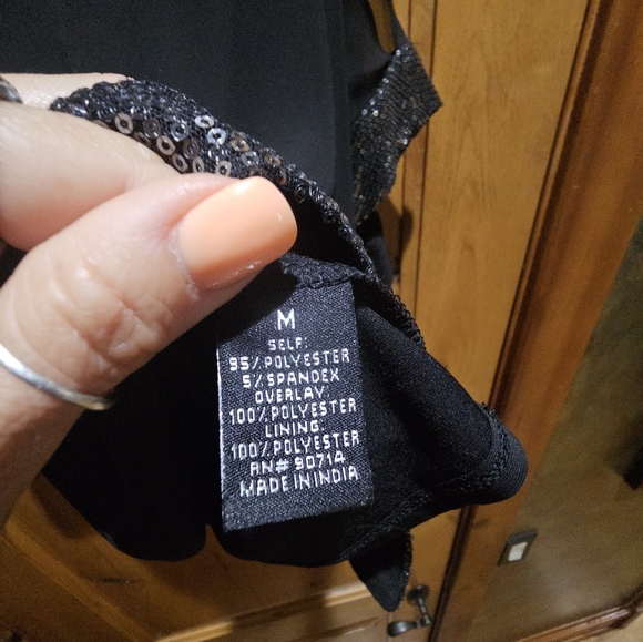 Sequin Womens Boat Neck Elbow Sleeve Blouse - Picture 5 of 5